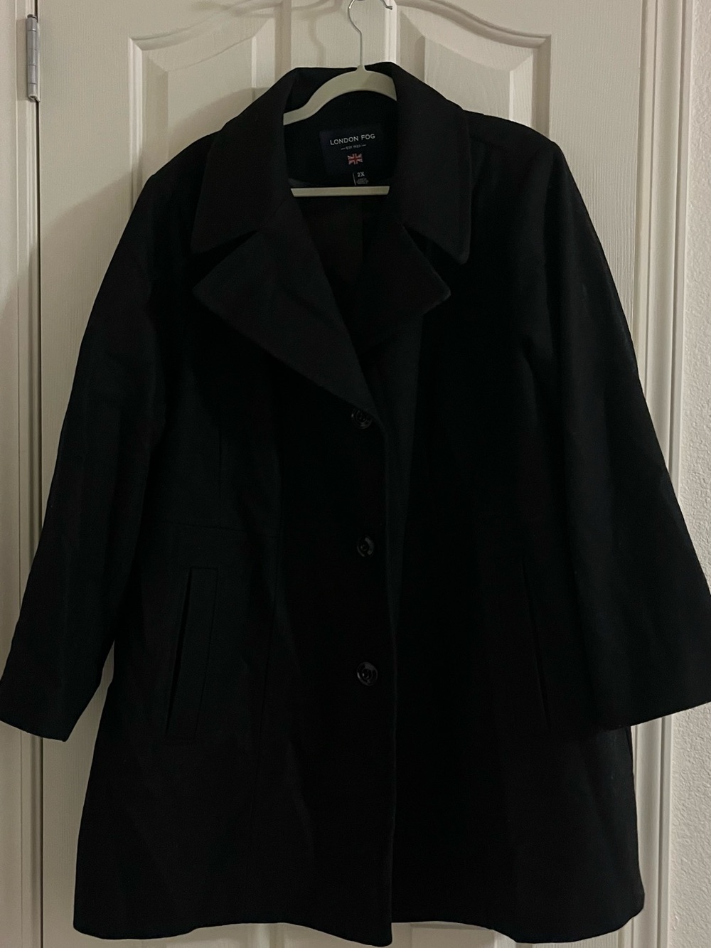 London Fog Black Single-Breasted Wool-Blend Pea Coat